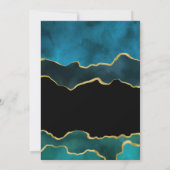 Teal en gouden geode agaat stenen bruiloft kaart (Achterkant)