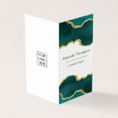 Teal en gouden geode agaat stenen visitekaartje (Buitenkant)