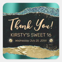 Teal en gouden glitters glam tranen Sweet Sixteen