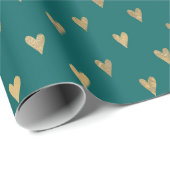 Teal en gouden hart Doodle Cadeaupapier (Rol Hoek)