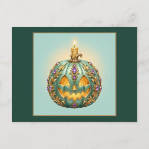Teal en Gouden Jack-O-Lantern Juweel Ring Briefkaart