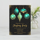 Teal en gouden kerstfeestversiering kaart (Staand voorkant)
