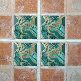 Teal en gouden marmer tegeltje