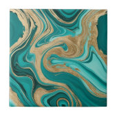 Teal en gouden marmer tegeltje (Voorkant)