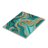 Teal en gouden marmer tegeltje (Zijkant)