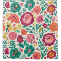 Teal en Magenta Folk Bloem