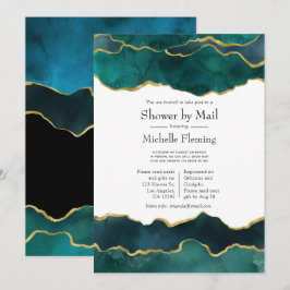 Teal en namaak goud folie agaat shower per post kaart
