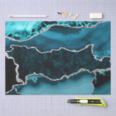 Teal en namaak zilver glittersparelmoeras tissuepapier (Craft)