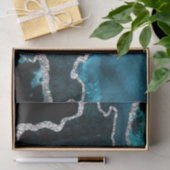 Teal en namaak zilver glittersparelmoeras tissuepapier (Geschenk)