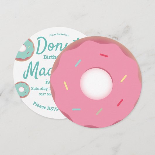 Teal en Roze Donut Strooimix Rond Kaart (Voorkant / Achterkant)
