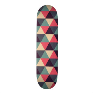 Teal en roze driehoekpatroon skateboard