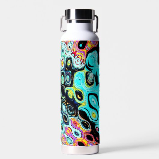 Teal en Roze Rimpels Waterfles (Voorkant)