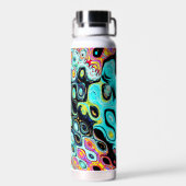 Teal en Roze Rimpels Waterfles (Achterkant)
