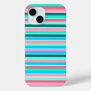 Teal en Roze Strepen iPhone 15 Case