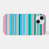 Teal en Roze Strepen iPhone 15 Case (Achterkant horizontaal)