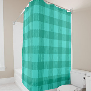 Teal en turquoise geruit ontwerp douchegordijn