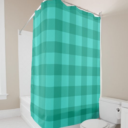 Teal en turquoise geruit ontwerp  douchegordijn