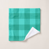 Teal en turquoise geruite plaid ontwerp bad handdoek (Wasdoekje)