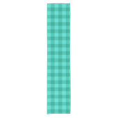 Teal en turquoise geruite plaid ontwerp  korte tafelloper (Voorkant)