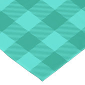 Teal en turquoise geruite plaid ontwerp  korte tafelloper (Hoek)