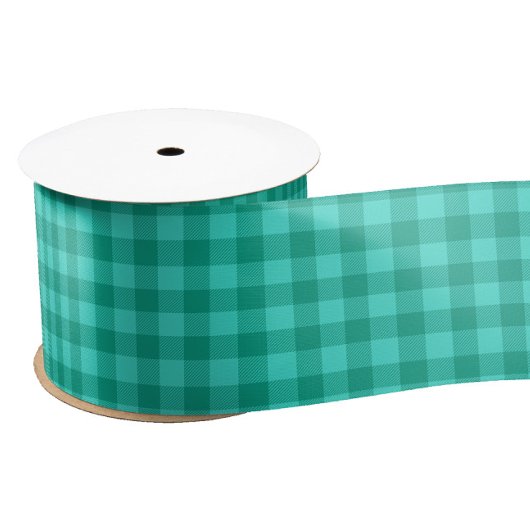 Teal en turquoise geruite plaid ontwerp satijnen lint