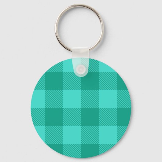 Teal en turquoise geruite plaid ontwerp  sleutelhanger (Voorkant)