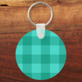 Teal en turquoise geruite plaid ontwerp  sleutelhanger (Achterkant)