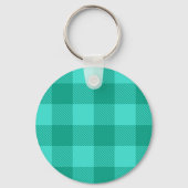 Teal en turquoise geruite plaid ontwerp  sleutelhanger (Achterkant)