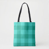 Teal en turquoise geruite plaid ontwerp tote bag (Voorkant)