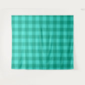 Teal en turquoise geruite plaid ontwerp wandkleed (Voorkant (horizontaal))