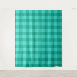 Teal en turquoise geruite plaid ontwerp wandkleed