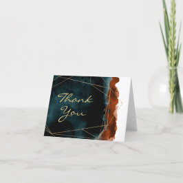 Teal en Verbrande Oranje Aquarel Bedankkaart