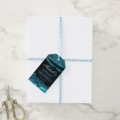 Teal en Zilver Glitter Marmer Agate Sweet 16 Cadeaulabel (Met Touw)