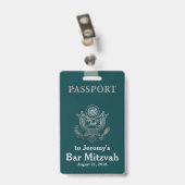 Teal en Zilver Paspoort Bar Mitzvah Feest Badge (Achterkant met clip)