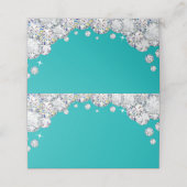Teal en Zilveren Diamant Glitter Voedsetlabel Plaatskaartje (Buitenkant ongevouwen)