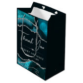 Teal en Zilveren Nep Glitter Agate Bruiloft Medium Cadeauzakje (Voorkant Gekanteld)