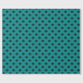 Teal en Zwarte Parijs Fleur de Lis Cadeaupapier (Vlak)
