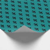 Teal en Zwarte Parijs Fleur de Lis Cadeaupapier (Hoek)