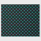 Teal en Zwarte Paris Fleur de Lis Cadeaupapier (Vlak)