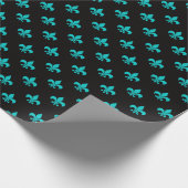 Teal en Zwarte Paris Fleur de Lis Cadeaupapier (Hoek)