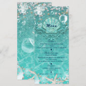 Teal Enchanted Sea Starfish & Bubbles Beach Menu (Voorkant / Achterkant)