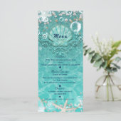 Teal Enchanted Sea Starfish & Bubbles Beach Menu (Staand voorkant)