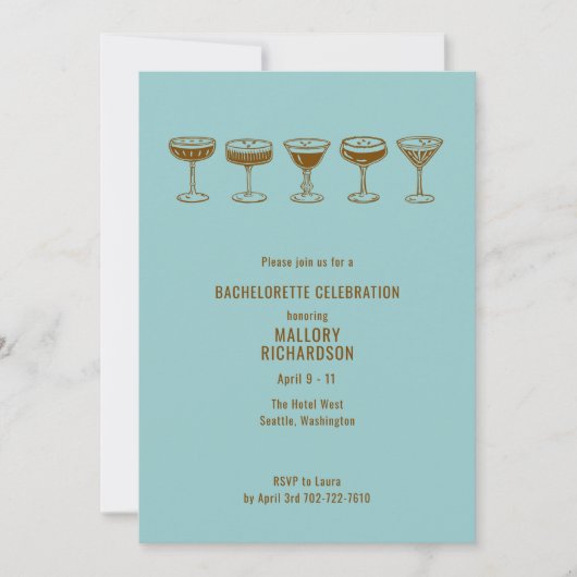 Teal Espresso Martini Bachelorette w/QR Code  Kaart (Voorkant)