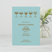 Teal Espresso Martini Bachelorette w/QR Code Kaart (Staand voorkant)