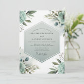 Teal Ethereal Bloom Wedding Kaart (Staand voorkant)