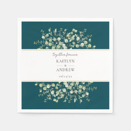 Teal Eucalyptus Samen Voor Altijd Trouwlabels  Servet