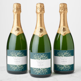 Teal Eucalyptus Samen Voor Altijd Trouwlabels  Sparkling Wijnetiket