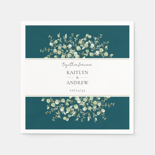 Teal Eucalyptus Together Forever Wedding  Servet (Voorkant)