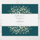 Teal Eucalyptus Together Forever Wedding  Sparkling Wijnetiket (Enkel label)