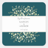 Teal Eucalyptus Together Forever Wedding  Vierkante Sticker (Voorkant)